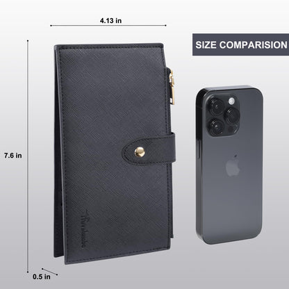 Travelambo RFID Wallet Women Large Size Bifold Multi Card Wallet Case with Zipper Pocke Credit Card Holder for Women