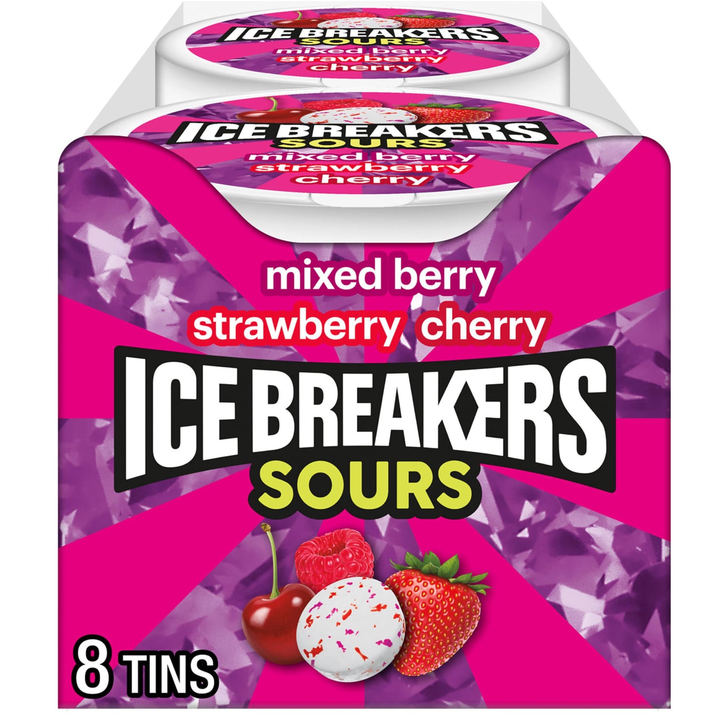 Ice Breakers Duo Fruit Plus Cool Cherry Sugar Free Mints Tins, 1.3 oz (8 Count)