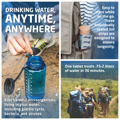 Aquatabs 397mg Water Purification Tablets (100 Pack). Water Filtration System for Camping, Boating, Emergency Water, Survival, and Marine. Easy-to-Use Water Purifier Treatment.