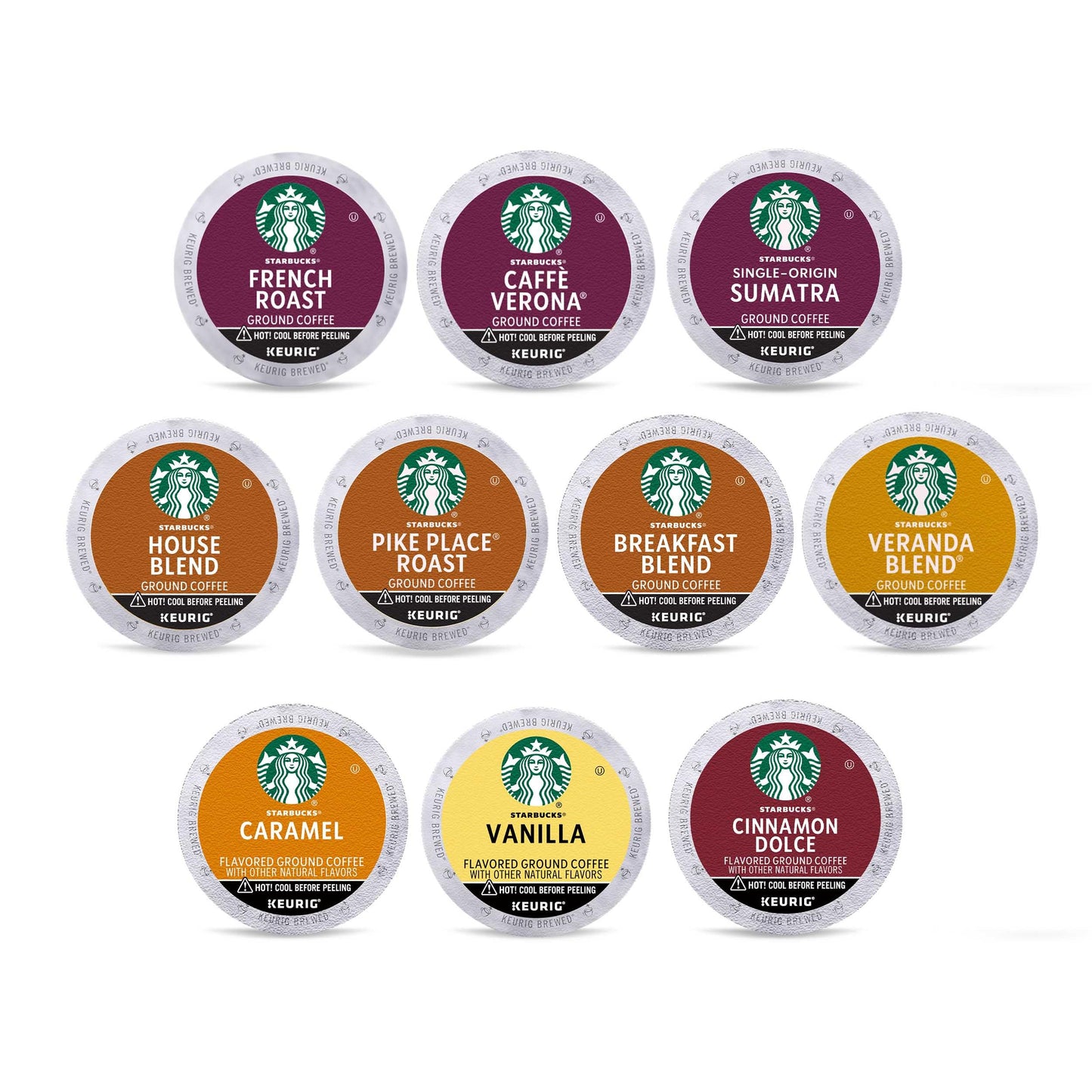 Starbucks K-Cup Coffee Pods, Naturally Flavored Coffee Variety Pack for Keurig Brewers, 100% Arabica, 1 Box (40 Pods)