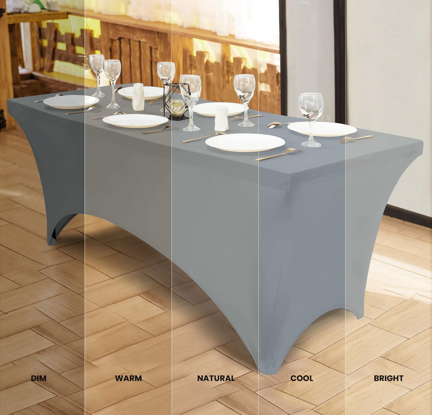 Lot de 2 nappes en élasthanne Utopia Kitchen [2,4 m, blanc] - Housse de table rectangulaire extensible, ajustée, lavable et infroissable - Pour événements, mariages, banquets et fêtes - 248 x 76 x 76 cm 