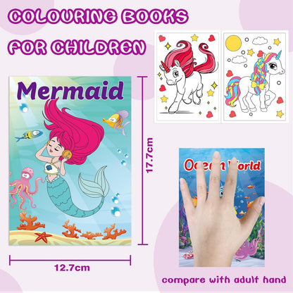 20 Mini Coloring Books (5.1” × 7”) for Kids Ages 2–8 + Bonus Book of 200 Inspiring Stickers