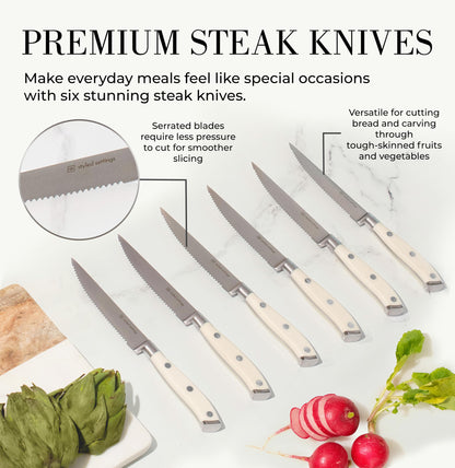 Copper Knife Set with Block - 14 PC Self Sharpening Knife Block Set