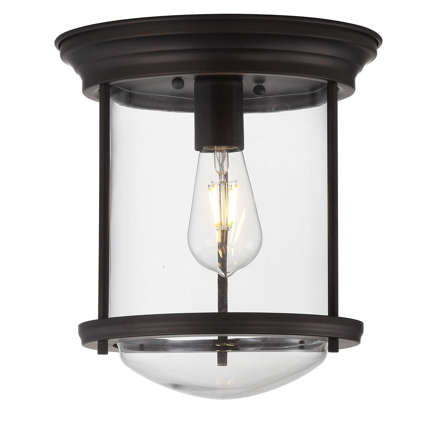 JONATHAN Y JYL7440B Savannah 10.25" Metal/Glass LED Flush Mount, Traditional,Transitional, Dimmable, 2700K Cozy Warm Light Kitchen,Hallway,Bathroom,Stairwell, Oil Rubbed Bronze