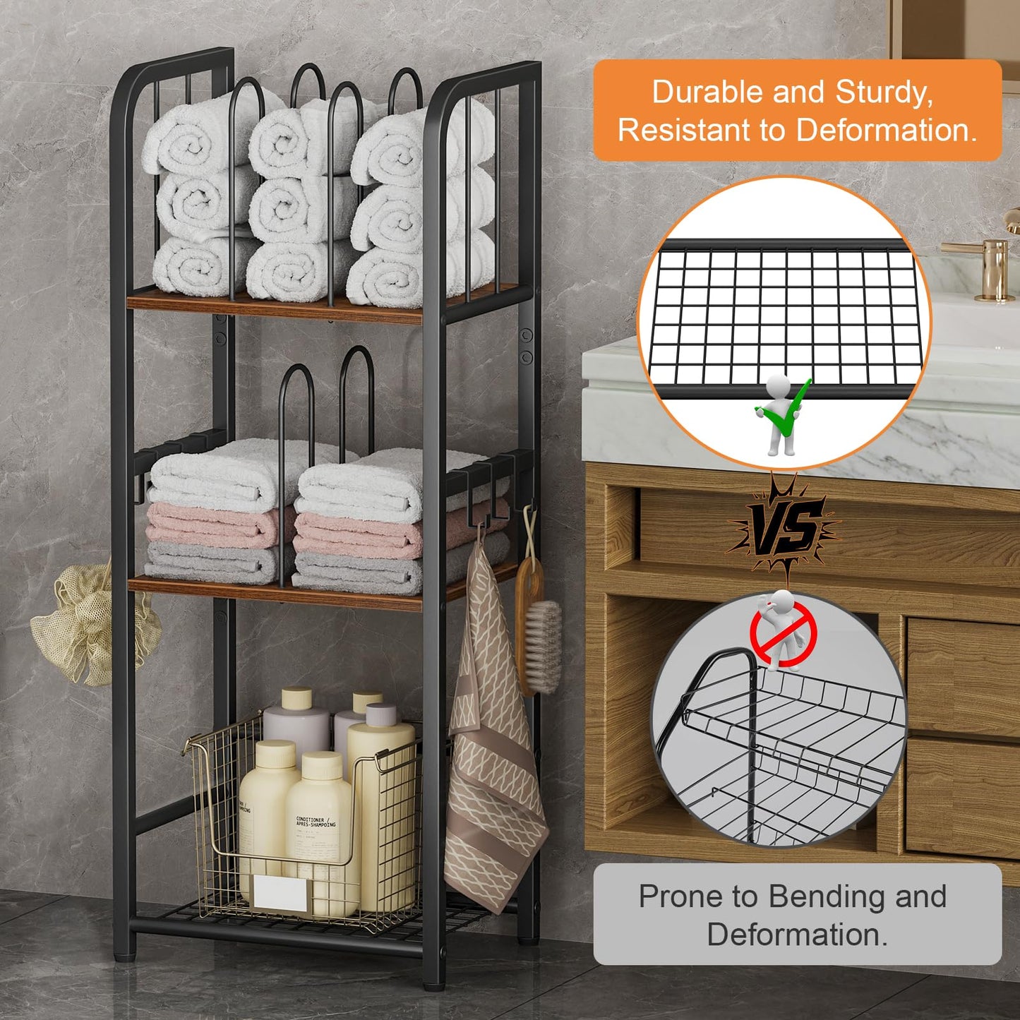 Freestanding Towel Rack – 3-Tier & 4-Tier Modern Metal Bathroom Storage