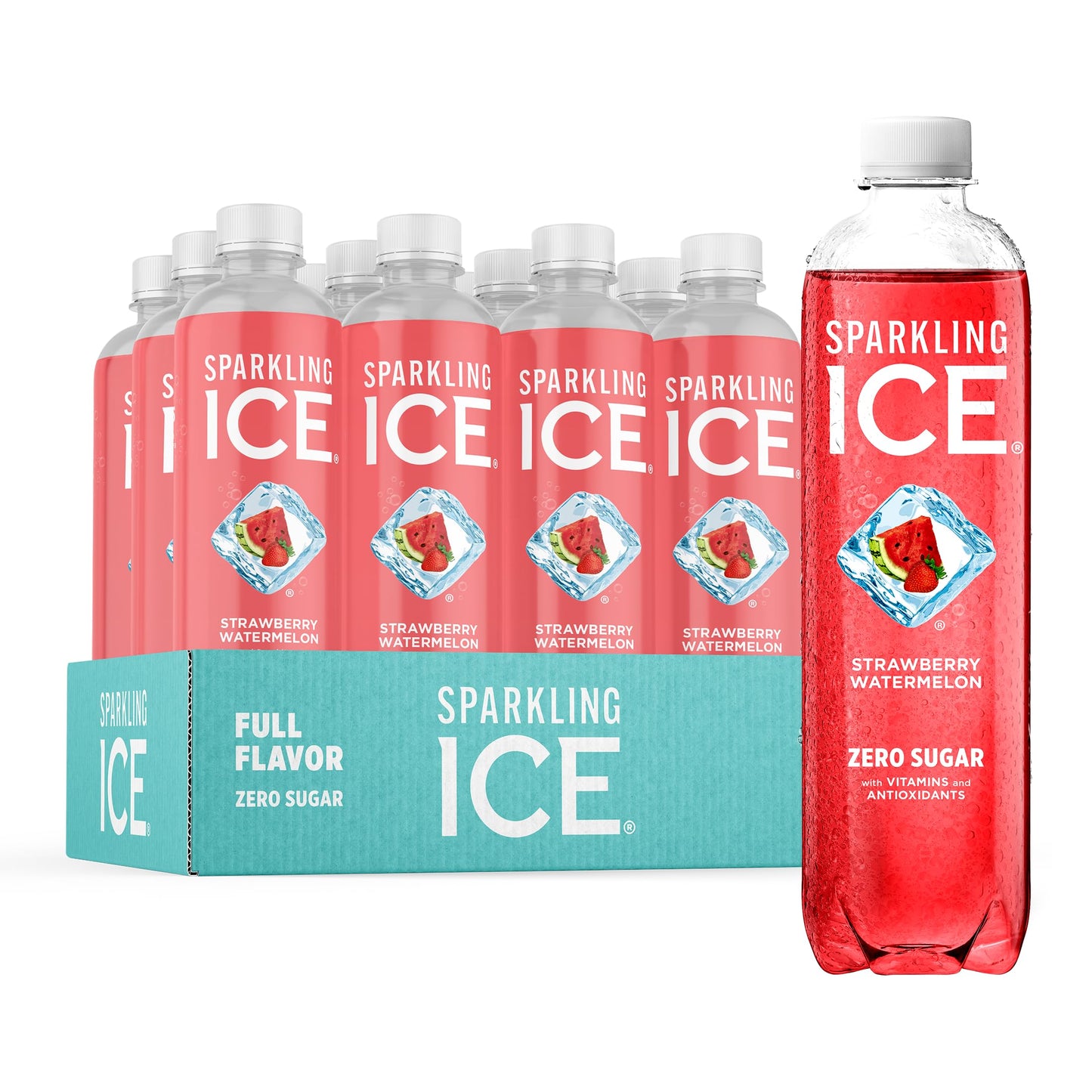 Sparkling Ice, Black Cherry Sparkling Water, Zero Sugar Flavored Water, with Vitamins and Antioxidants, Low Calorie Beverage, 17 fl oz Bottles (Pack of 12)