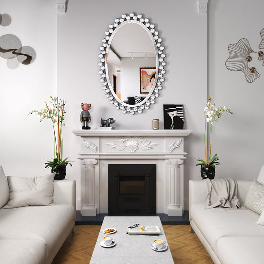 Round Mirrors for Wall Decor Siver Round Mirror Crystal Circle Mirror espejos decorativos de pared for Bedroom Living Room 32 * 32 inch
