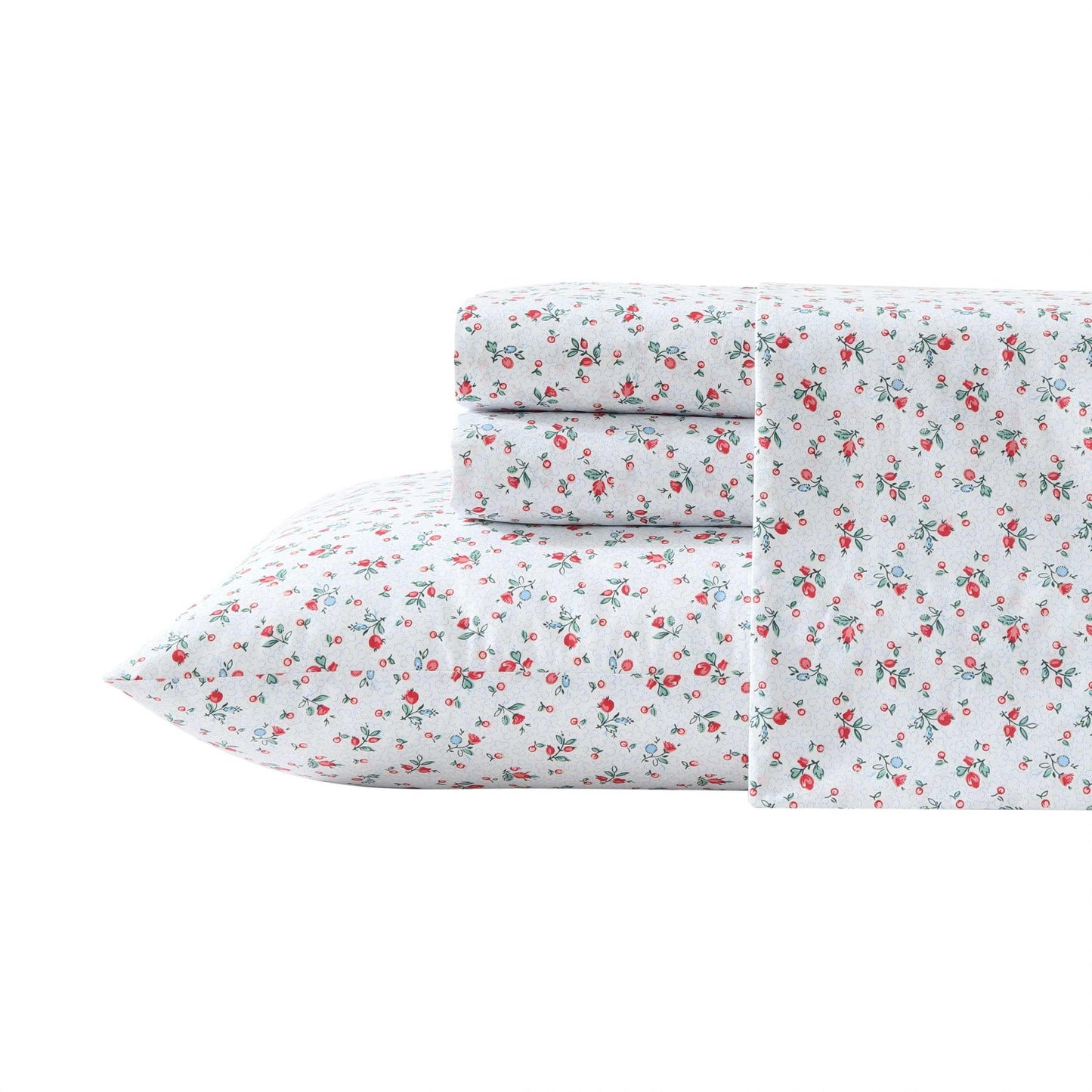 Laura Ashley - Sheet Set, Breathable Cotton Percale Bedding with Matching Pillowcases, Soft Home Decor