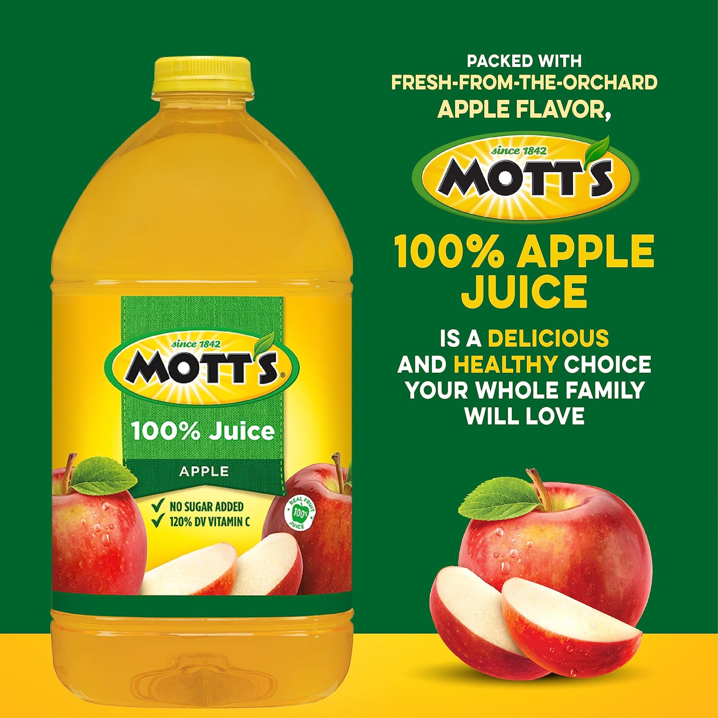 Mott's 100% Original Apple Juice, 8 Fl Oz Bottles, 24 Count (4 Packs Of 6), 2 Servings Of Fruit, 100% Fruit Juice, Gluten-free, Caffeine-free, Kosher, Contains No Artificial Colors Or Sweeteners