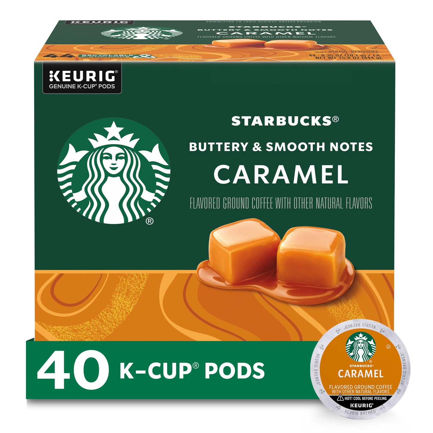 Starbucks K-Cup Coffee Pods, Naturally Flavored Coffee Variety Pack for Keurig Brewers, 100% Arabica, 1 Box (40 Pods)