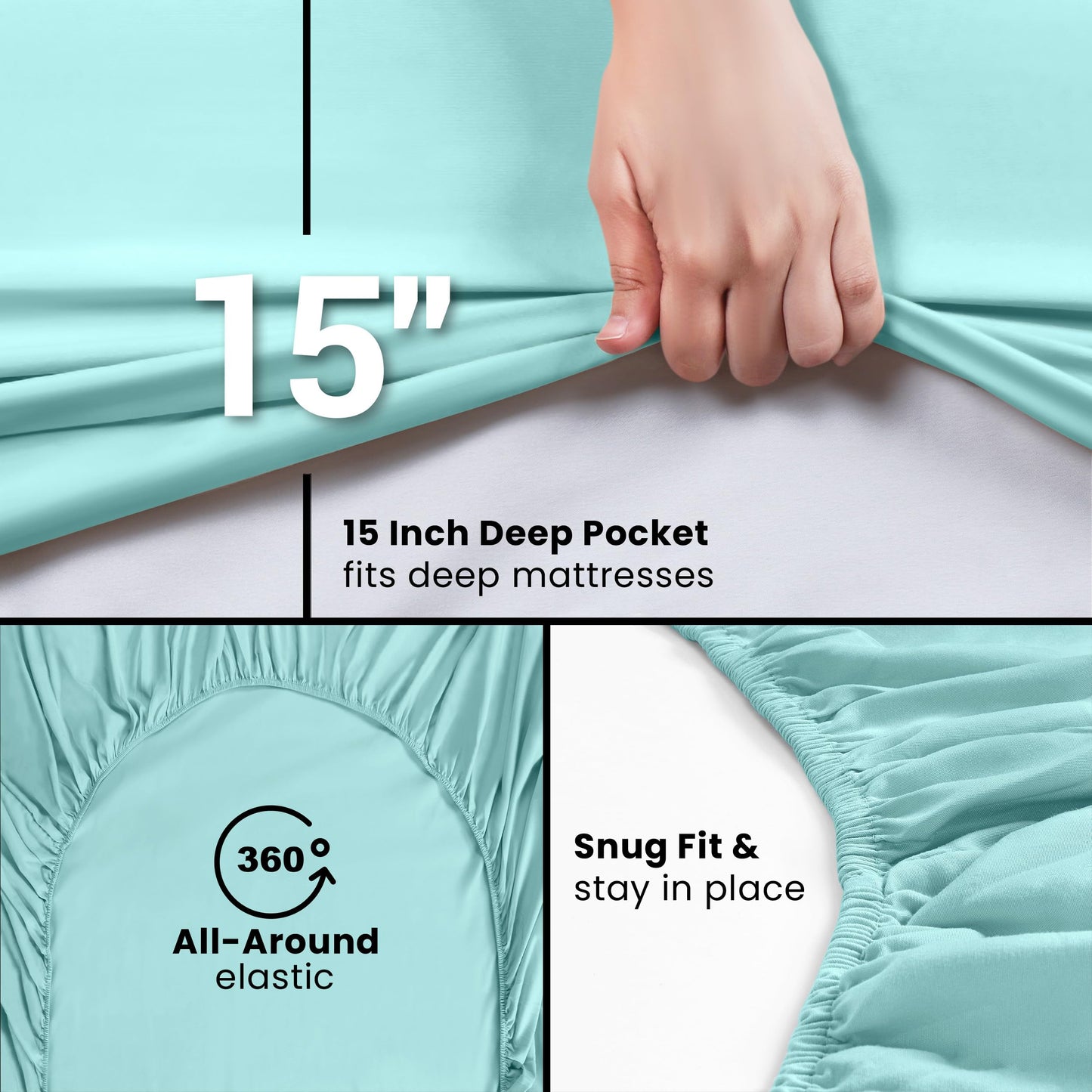 Utopia Bedding Spannbettlaken für Queensize-Betten – Großpackung mit 6 Spannbettlaken – weiche gebürstete Mikrofaser – tiefe Taschen – schrumpft und verblasst nicht – pflegeleicht (grau) 