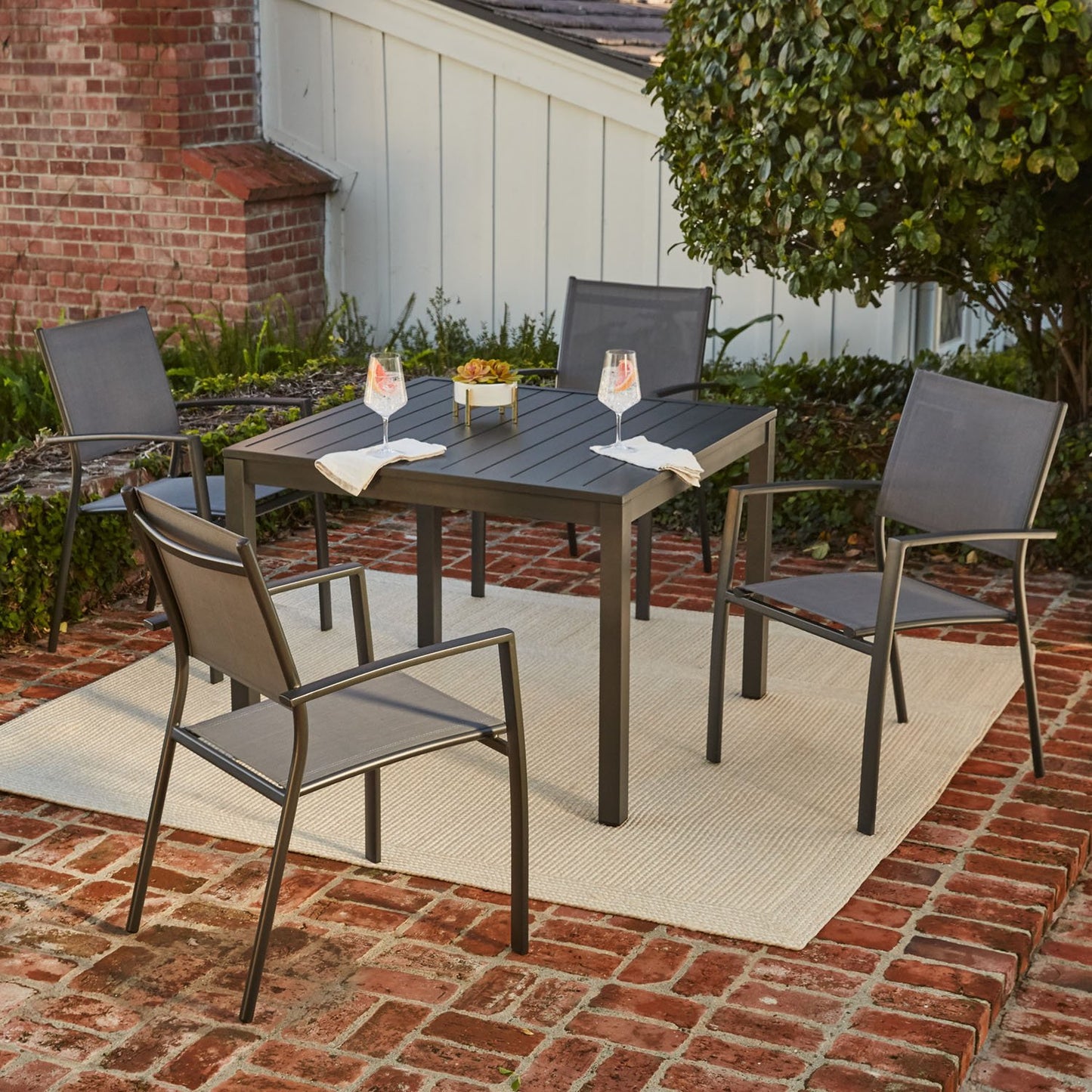 Hanover Naples 11-Piece Patio Dining Set with Rust Resistant Aluminum 40" x 118" Expanding Rectangular Dining Table w/ 10 High-Back Stackable Sling Chairs, Weather-Resistant Outdoor Dining Set for 10