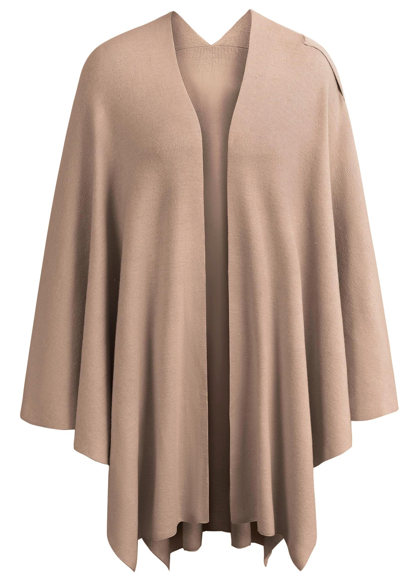 PULI Femmes Grand Poncho Croisé Sur Le Devant Pull Enveloppant Topper Tricoté Élégant Châles Cape pour l'Automne Hiver