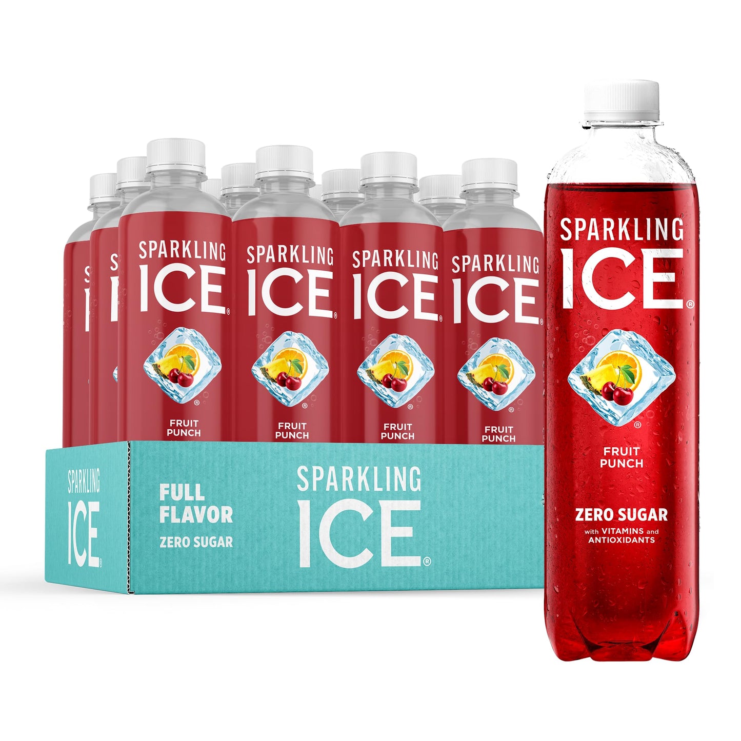 Sparkling Ice, Black Cherry Sparkling Water, Zero Sugar Flavored Water, with Vitamins and Antioxidants, Low Calorie Beverage, 17 fl oz Bottles (Pack of 12)