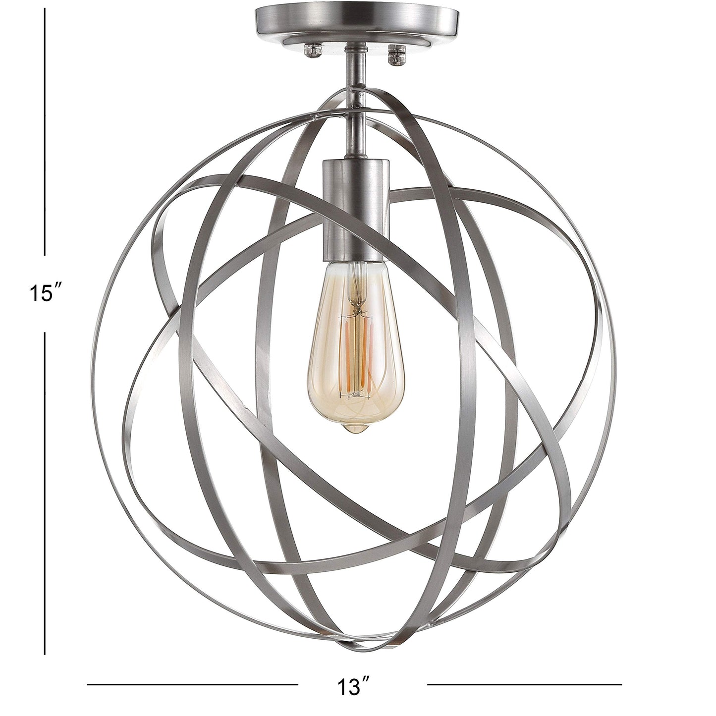 JONATHAN Y JYL9515B Alba 8,5" Metallkugel-LED-Deckenleuchte, modern, dimmbar, 2700 K, gemütliches warmes Licht, für Küche, Flur, Badezimmer, Treppenhaus, Nickel 