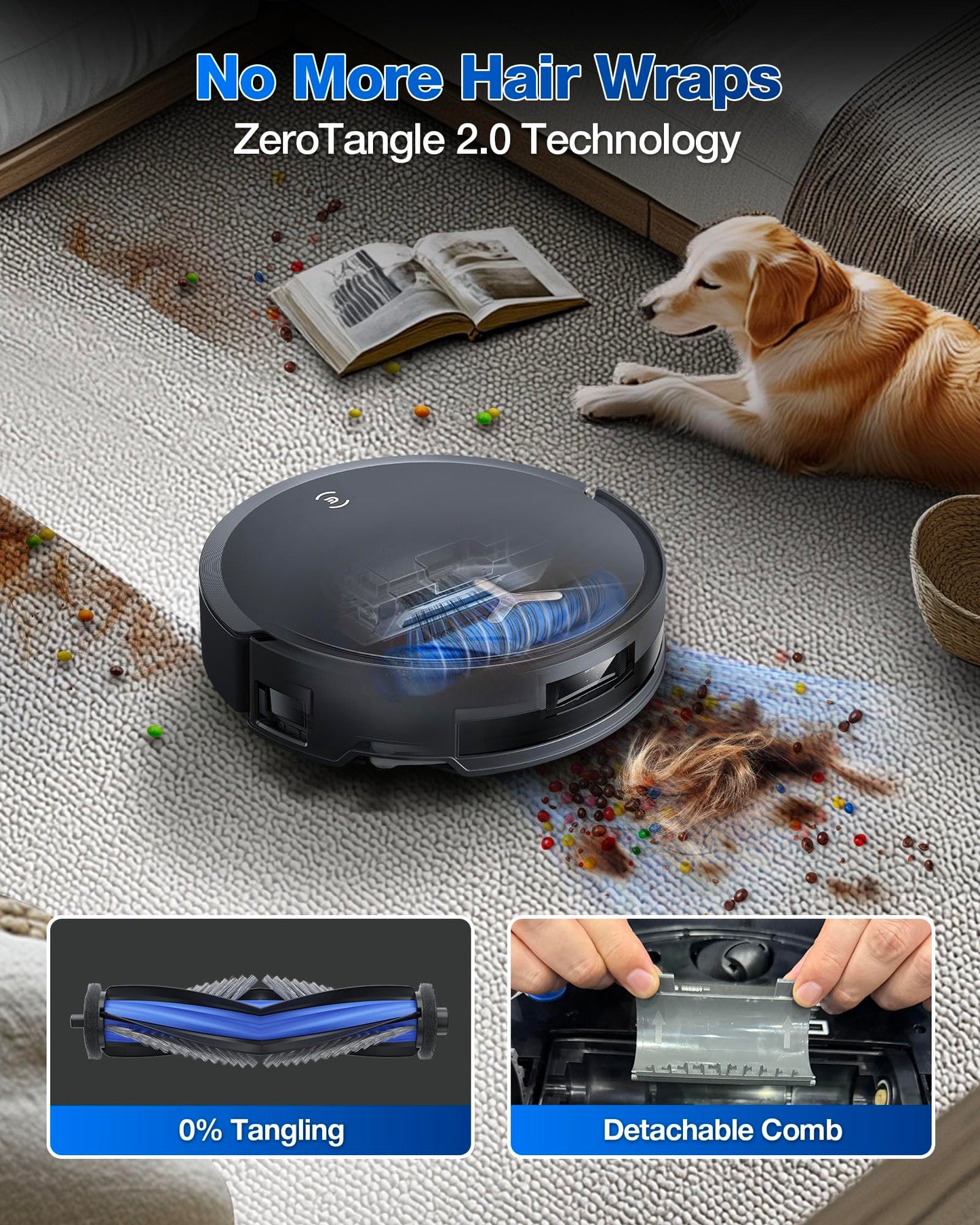ECOVACS DEEBOT T50 MAX PRO Omni Robot Vacuum and Mop, 18,500Pa Suction, 18mm Auto-Lift, ZeroTangle &TruEdge 2.0, AIVI 3.0 Obstacle Avoidance, Auto Hot Water Mop Wash/Dry/Refill, Self-Emptying