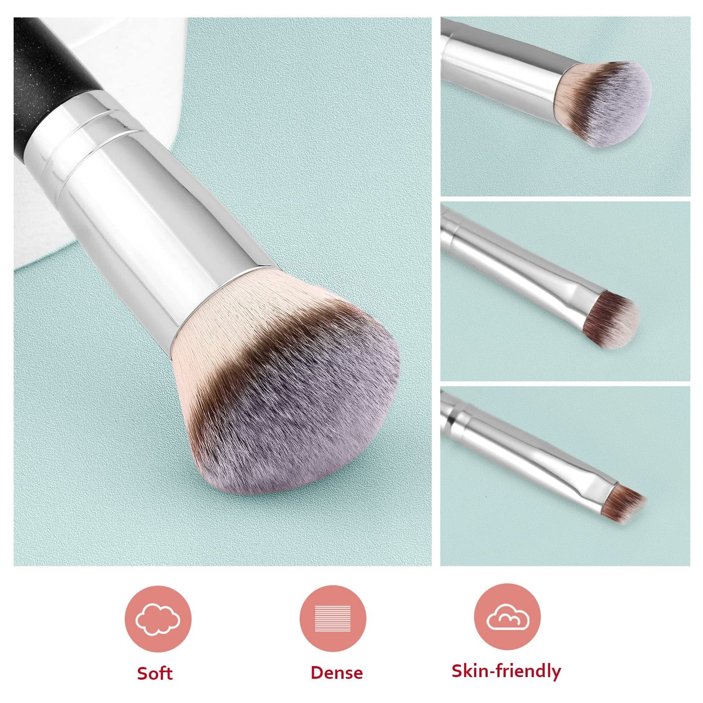 Make-up-Pinsel, Foundation-Pinsel mit zwei Enden – START MAKERS 2-in-1-Concealer-Pinsel, Gesichts-, Augenbrauen- und Lidschattenpinsel für Flüssigkeiten, Puder, Polieren, Verblenden, Konturieren, Foundation-Make-up-Pinsel (2 Stück) 