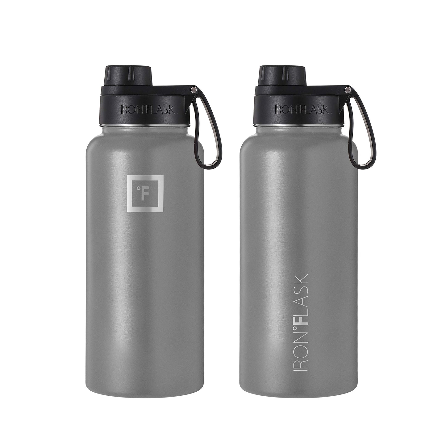 IRON °FLASK Camping & Hiking Hydration Flask with 3 Lids - Stainless Steel, Double Walled & Vacuum Insulated Water Bottle - Leak Proof & BPA Free (Dark Night, Straw - 32 oz)