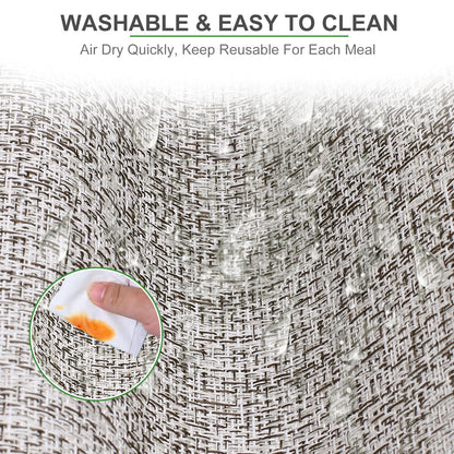 Set of 6 Placemats – Washable Woven Vinyl Table Mats for Dining, Kitchen, Indoor/Outdoor Use
