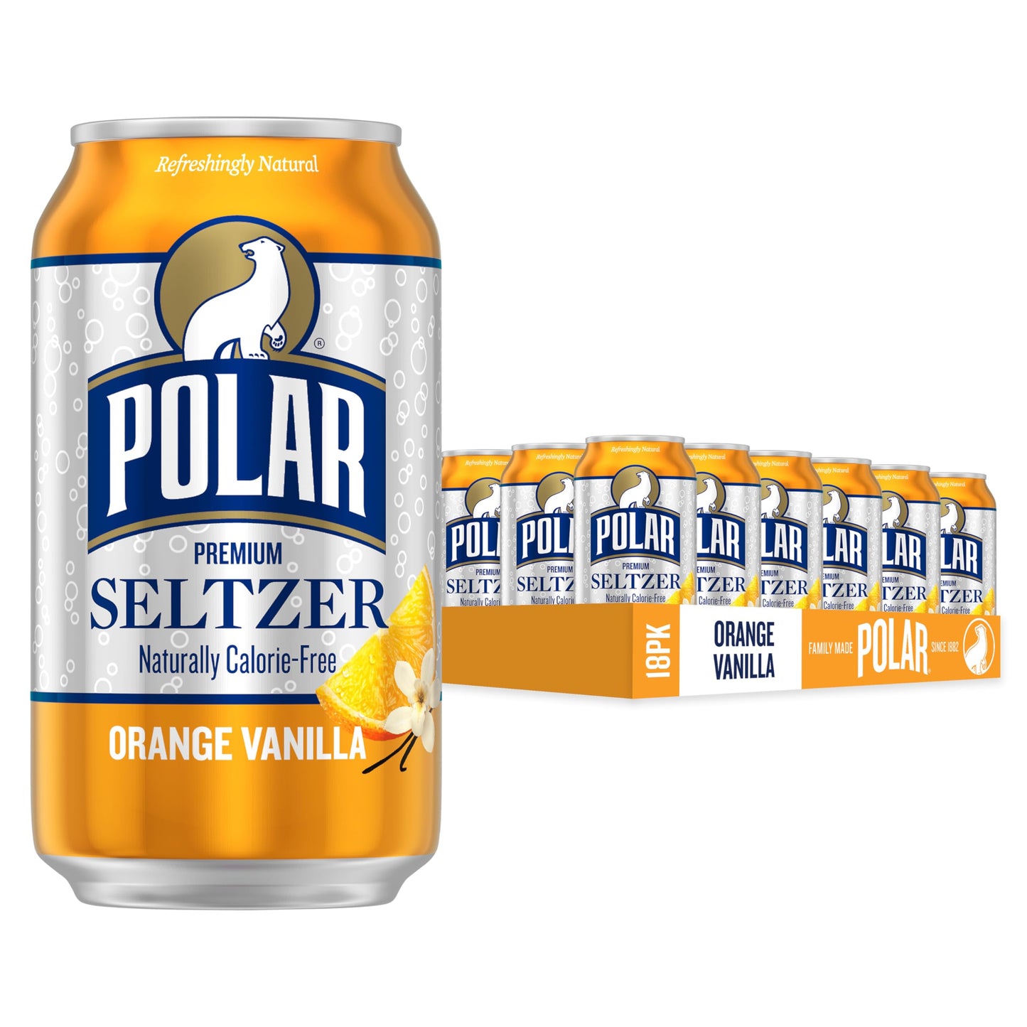 Polar Seltzer Water Original, 12 fl oz cans, 18 pack