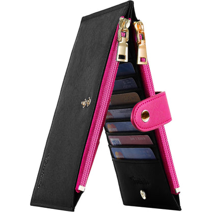 Travelambo RFID Wallet Women Large Size Bifold Multi Card Wallet Case with Zipper Pocke Credit Card Holder for Women
