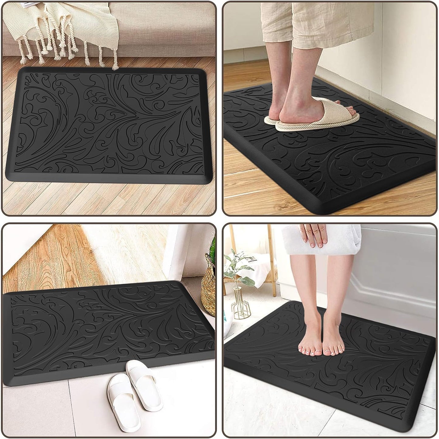 KMAT Tapis de cuisine rembourré anti-fatigue, imperméable, antidérapant, ergonomique, confortable, pour la maison, le bureau, l'évier, la buanderie, le bureau, 43,9 cm (l) x 71,1 cm (L), gris 