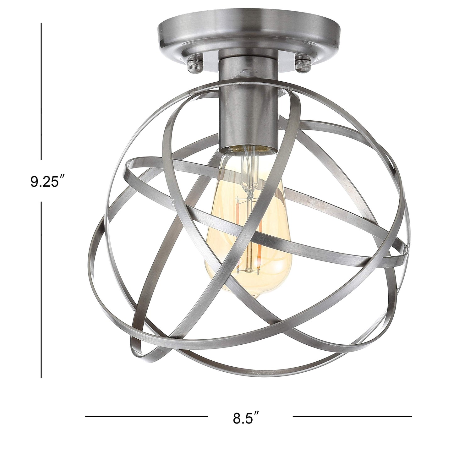 JONATHAN Y JYL9515B Alba 8,5" Metallkugel-LED-Deckenleuchte, modern, dimmbar, 2700 K, gemütliches warmes Licht, für Küche, Flur, Badezimmer, Treppenhaus, Nickel 