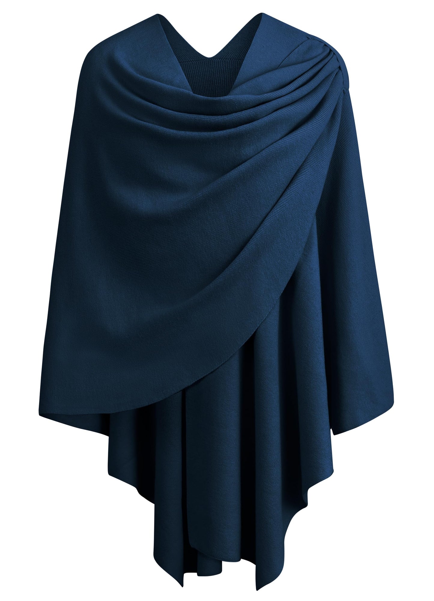 PULI Femmes Grand Poncho Croisé Sur Le Devant Pull Enveloppant Topper Tricoté Élégant Châles Cape pour l'Automne Hiver