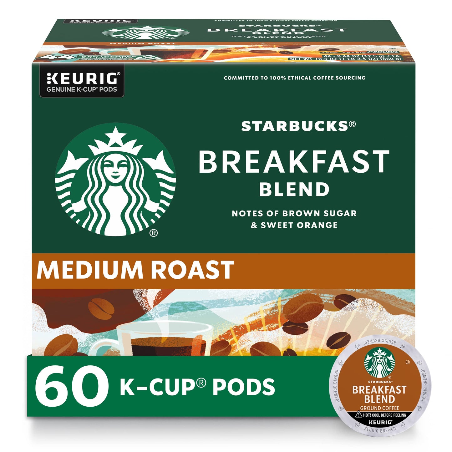 Starbucks K-Cup-Kaffeepads, natürlich aromatisiertes Kaffee-Vielfaltspaket für Keurig-Kaffeemaschinen, 100 % Arabica, 1 Schachtel (40 Pads) 