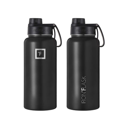 IRON °FLASK 32 oz Stainless Steel Water Bottle – Vacuum Insulated, Leak-Proof, BPA-Free, with 3 Lids (Straw Included)