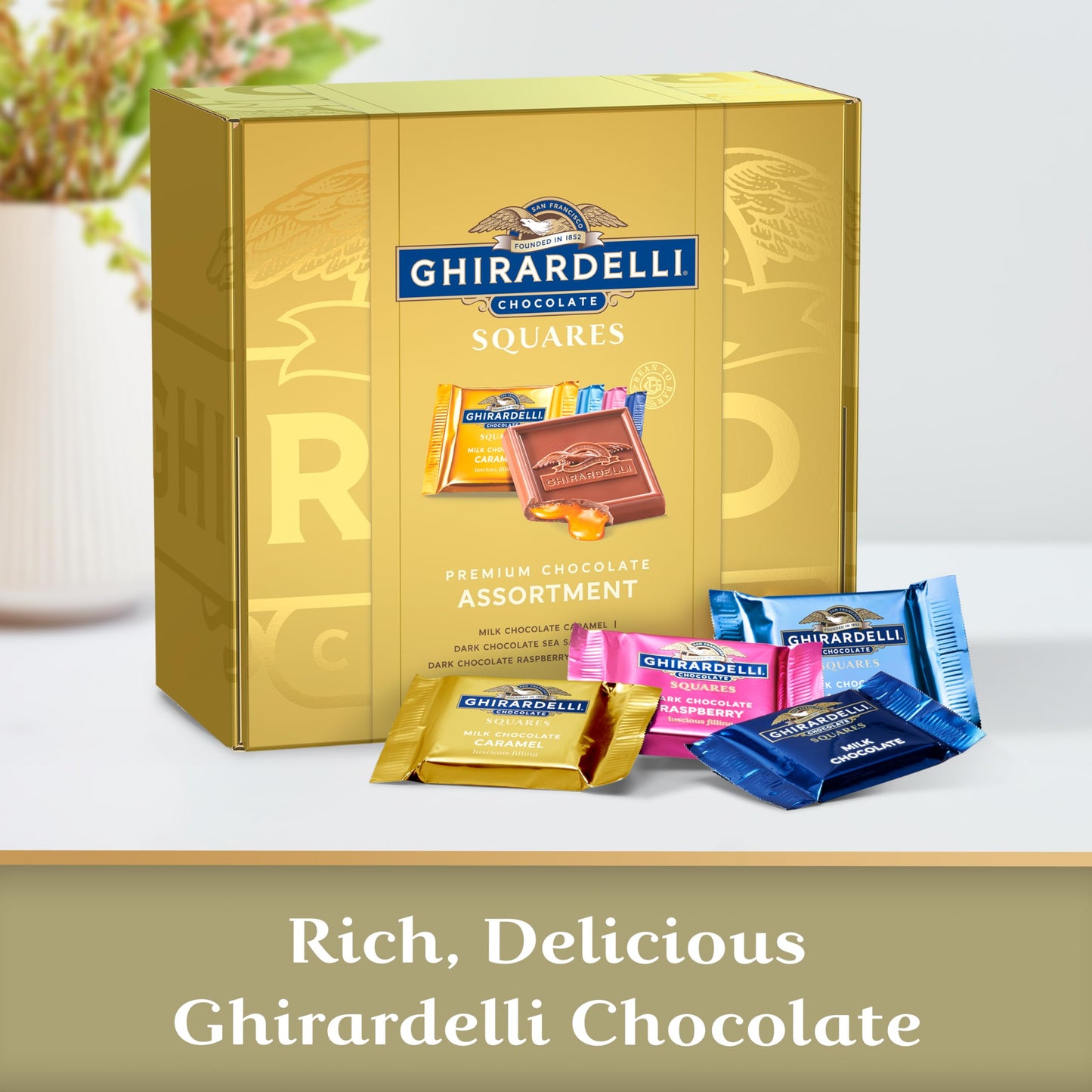 GHIRARDELLI Premium-Schokoladensortiment SQUARES Geschenkbox, 29,6 oz