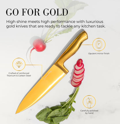 Copper Knife Set with Block - 14 PC Self Sharpening Knife Block Set