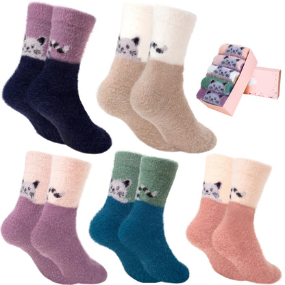 5 Pairs Fuzzy Soft Cozy Comfortable Socks for Women, Casual Sleep Comfy Socks, Perfect Warm Winter Gifts for Women