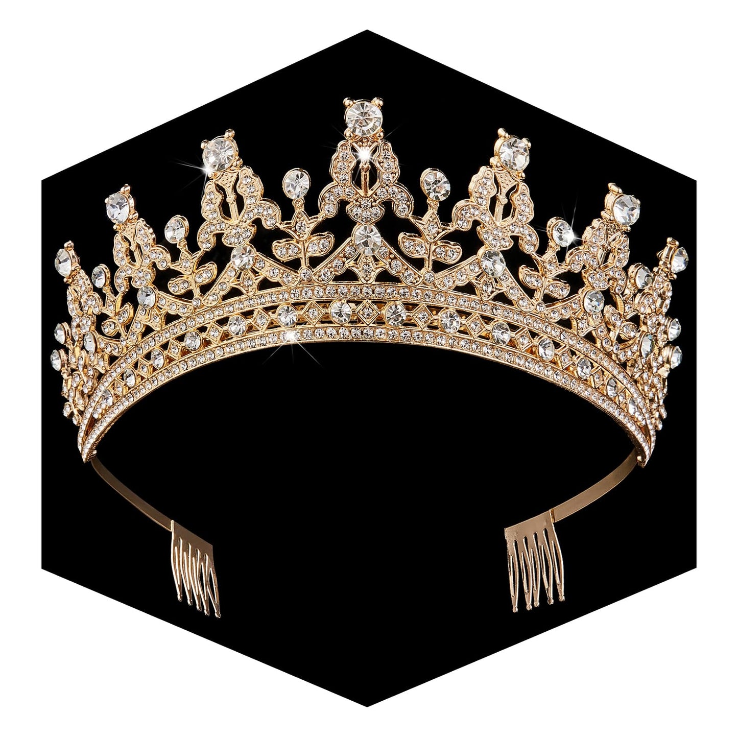 Gold Crown for Women Crystal Princess Tiaras Rhinestone Queen Headband Wedding Bridal Hair Accessories Birthday Prom Pageant Party Coming of Age Ceremony Photo Props