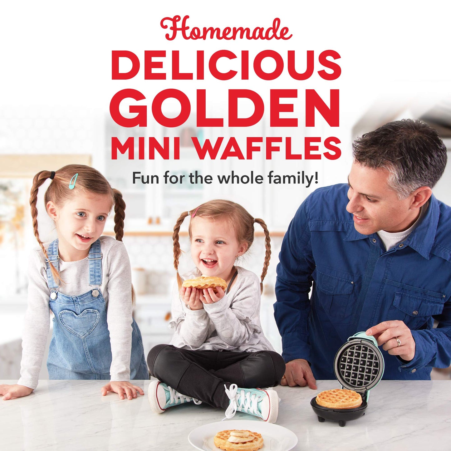 DASH Mini Maker for Individual Waffles, Hash Browns, Keto Chaffles with Easy to Clean, Non-Stick Surfaces, 4 Inch, White Pineapple