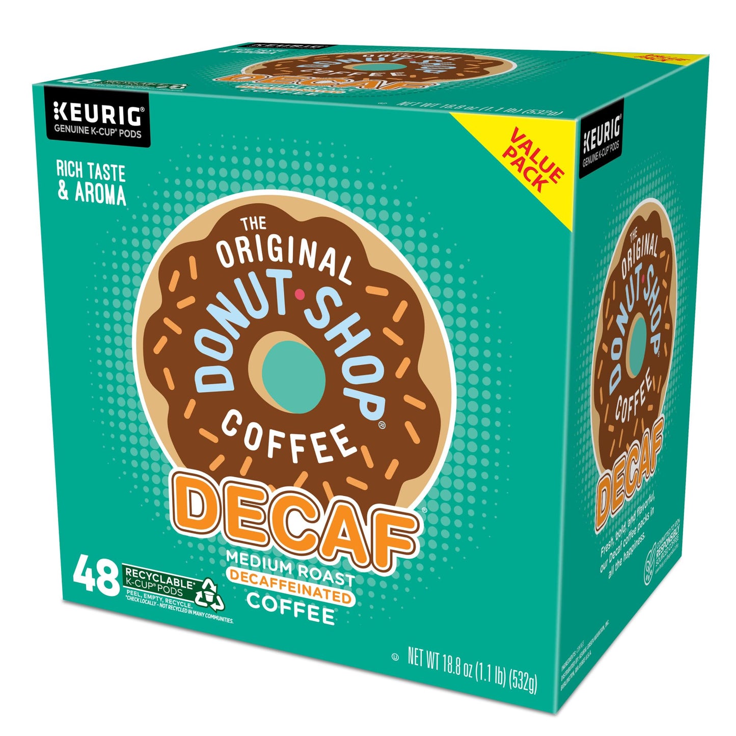 The Original Donut Shop Decaf Keurig Single-Serve K-Cup Pods, Medium Roast Coffee, 48 Count