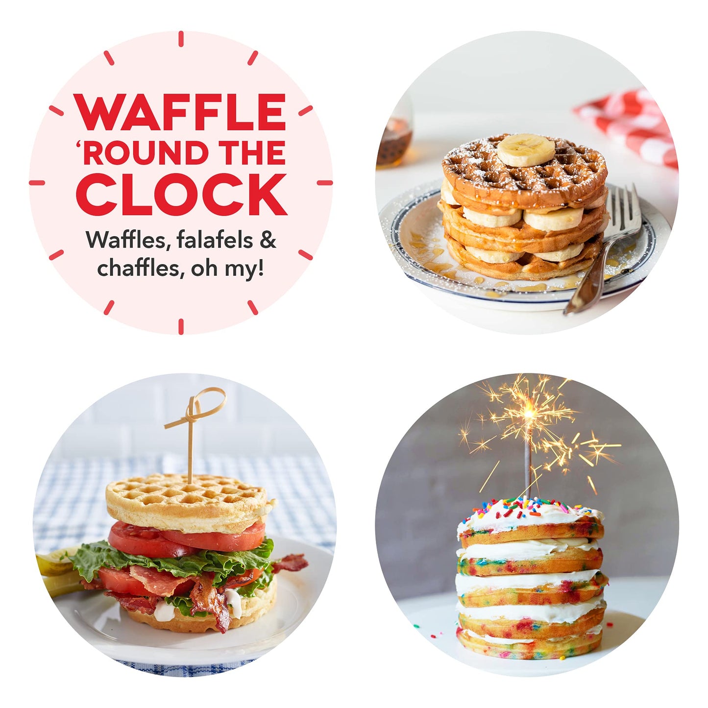 DASH Mini Maker for Individual Waffles, Hash Browns, Keto Chaffles with Easy to Clean, Non-Stick Surfaces, 4 Inch, White Pineapple