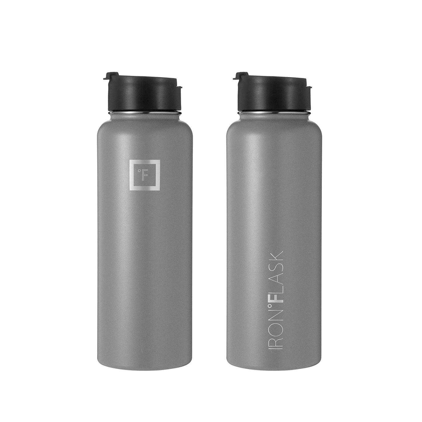 IRON °FLASK Camping & Hiking Hydration Flask with 3 Lids - Stainless Steel, Double Walled & Vacuum Insulated Water Bottle - Leak Proof & BPA Free (Dark Night, Straw - 32 oz)