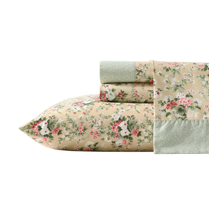 Laura Ashley - Sheet Set, Breathable Cotton Percale Bedding with Matching Pillowcases, Soft Home Decor