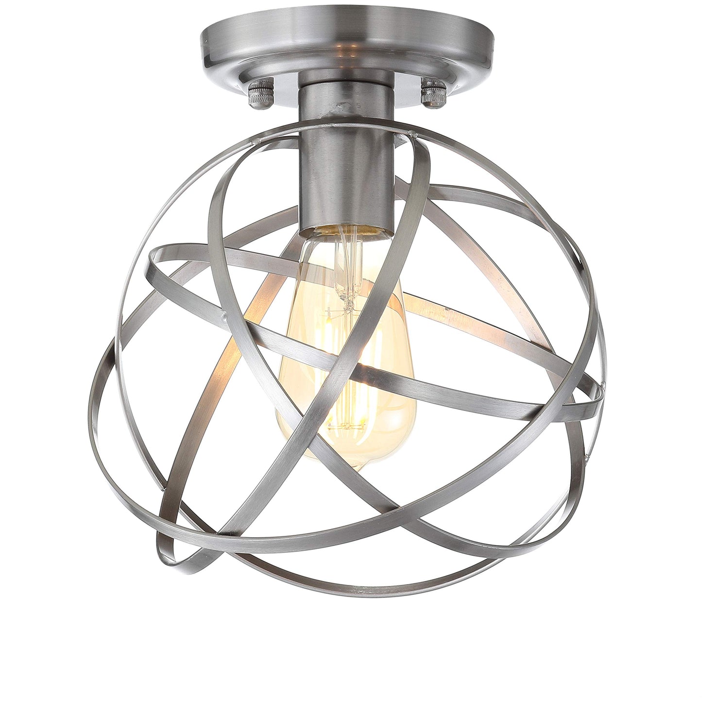 JONATHAN Y JYL9515B Alba 8,5" Metallkugel-LED-Deckenleuchte, modern, dimmbar, 2700 K, gemütliches warmes Licht, für Küche, Flur, Badezimmer, Treppenhaus, Nickel 