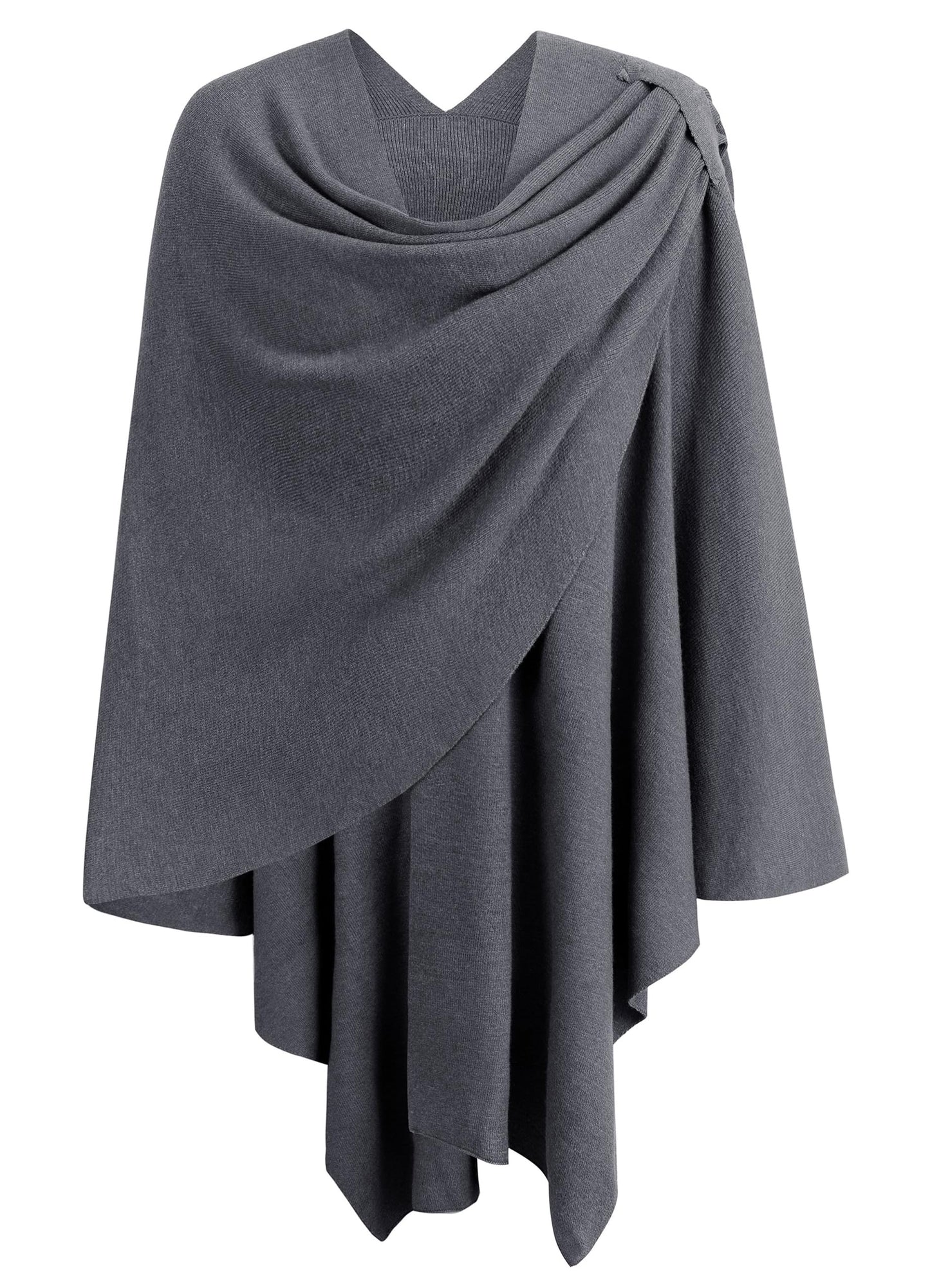 PULI Femmes Grand Poncho Croisé Sur Le Devant Pull Enveloppant Topper Tricoté Élégant Châles Cape pour l'Automne Hiver