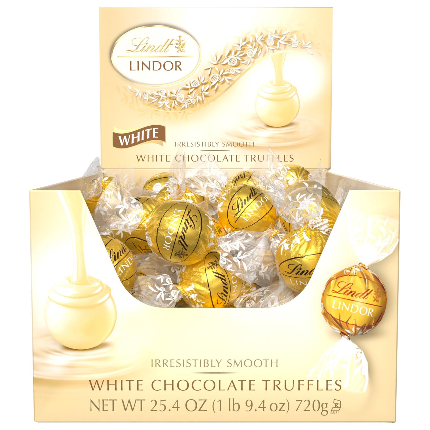 Lindt LINDOR Weiße Schokoladentrüffel, Weiße Schokoladenbonbons mit zartschmelzender Trüffelfüllung, 25,4 oz., 60 Stück 