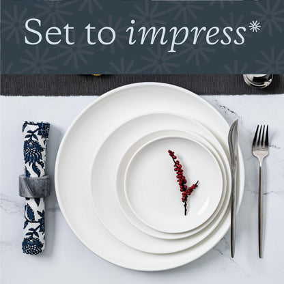 Vikko Ceramic Dinner Plates – Stackable White Plates