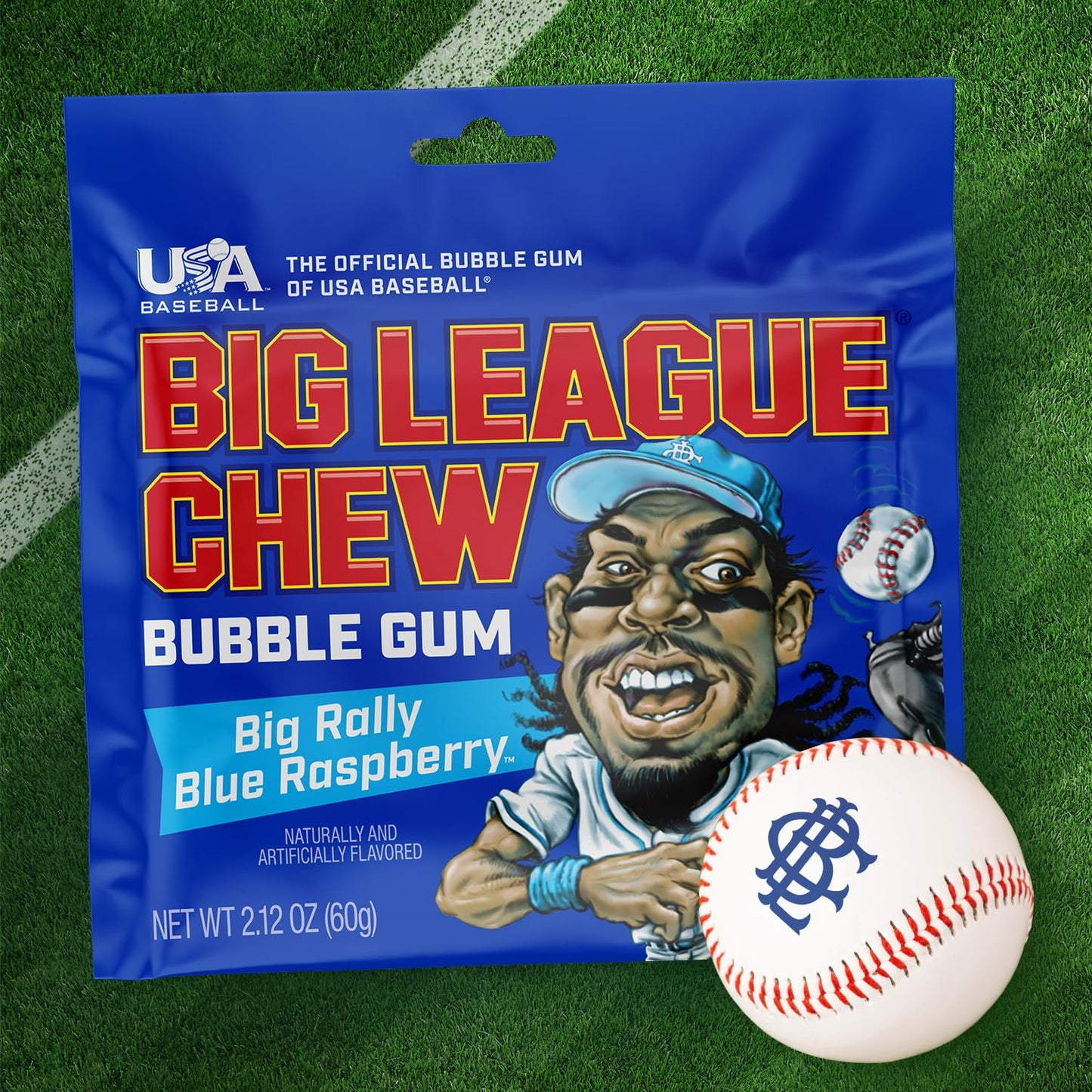 Big League Chew Outta Here Original Bubble Gum – klassischer Ballpark-Geschmack | Perfekt für Baseballspiele, Teams, Imbissbuden, Partys und mehr | Packung mit 12 Beuteln (je 2,12 oz)