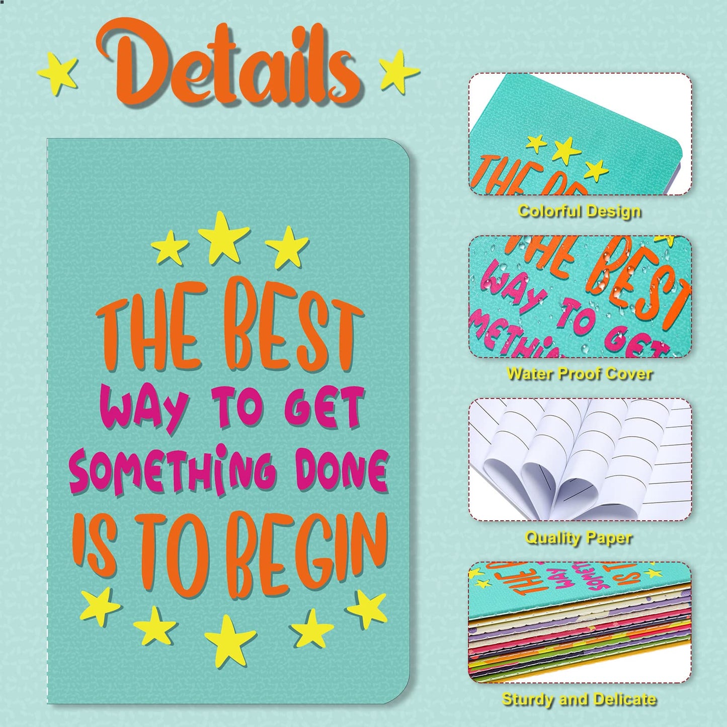 Zonon 24 Pcs Mini Colorful Notebooks Bulk Gifts, Funny Motivational Journals Notepads Inspirational Notepads Small Pocket Notebook Teacher Office Prizes Travel(Motivational Style)