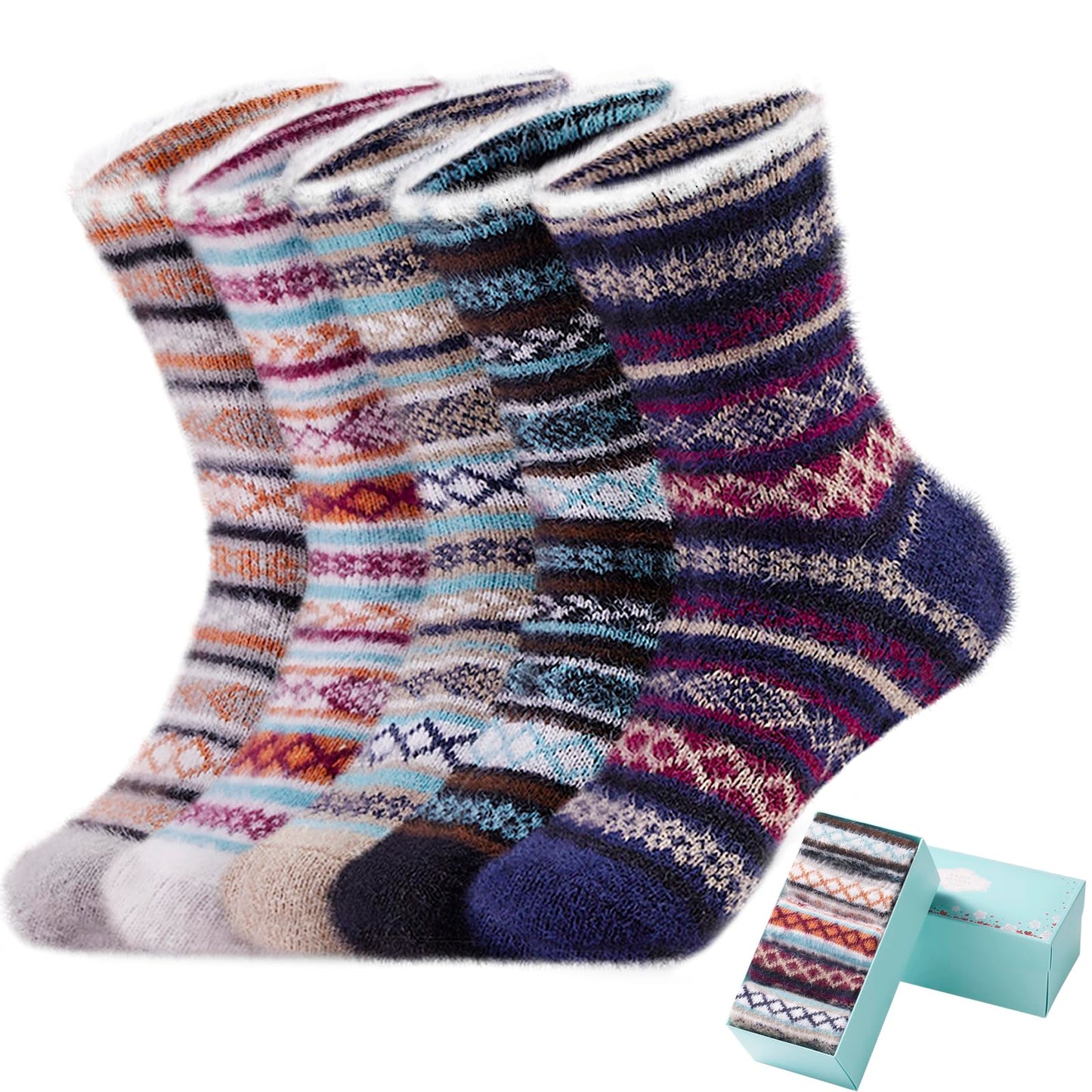 5 Pairs Fuzzy Soft Cozy Comfortable Socks for Women, Casual Sleep Comfy Socks, Perfect Warm Winter Gifts for Women