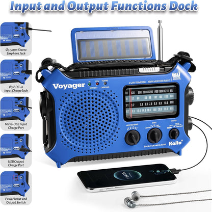 Kaito KA500BU 5-Way Powered Emergency AM/FM/SW Weather Alert Radio, Blue