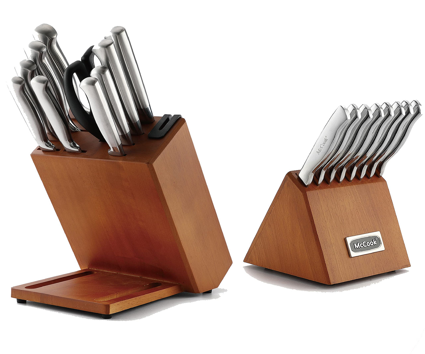 McCook® Knife Sets,German Stainless Steel Kitchen Knife Block Set with Built-in Sharpener