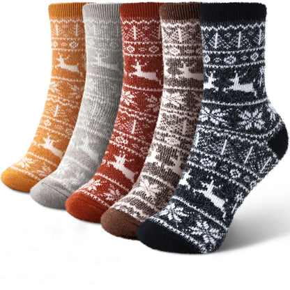 5 Pairs Fuzzy Soft Cozy Comfortable Socks for Women, Casual Sleep Comfy Socks, Perfect Warm Winter Gifts for Women