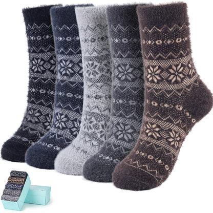 5 Pairs Fuzzy Soft Cozy Comfortable Socks for Women, Casual Sleep Comfy Socks, Perfect Warm Winter Gifts for Women